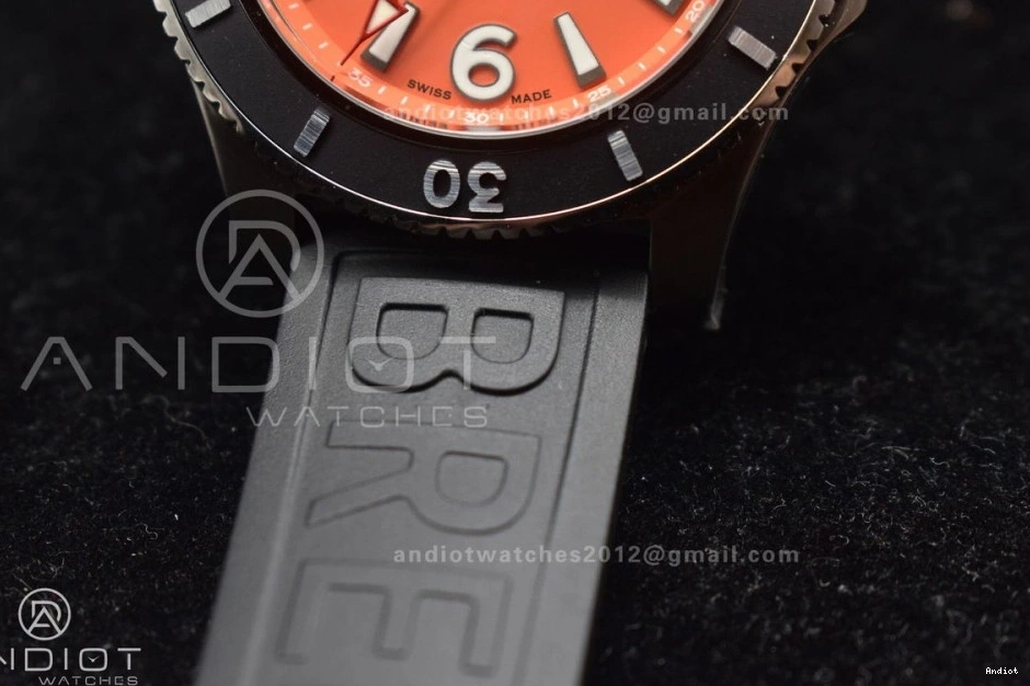 Black On TF A2824 1:1 Best Superocean Bezel Strap Rubber Automatic Black Orange 44 Dial Edition 0421
